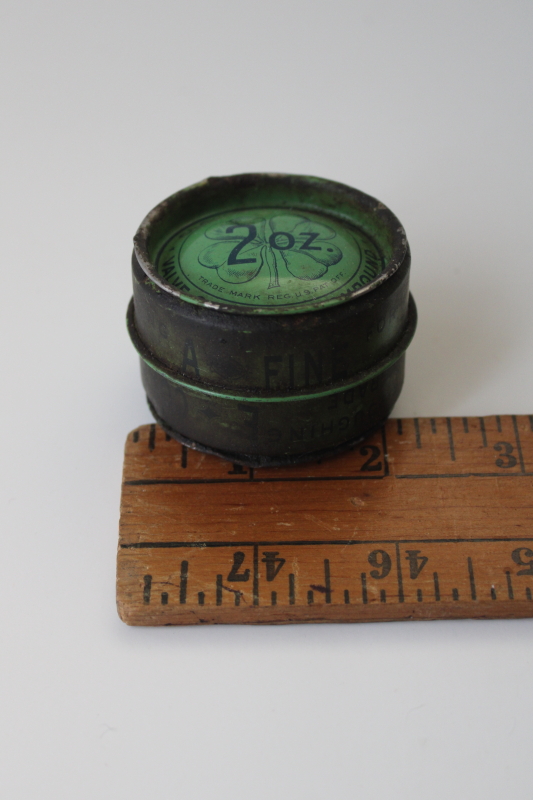 photo of antique vintage tin green Clover brand grinding compound small round can great graphics #1