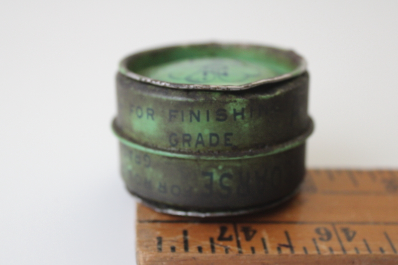 photo of antique vintage tin green Clover brand grinding compound small round can great graphics #3