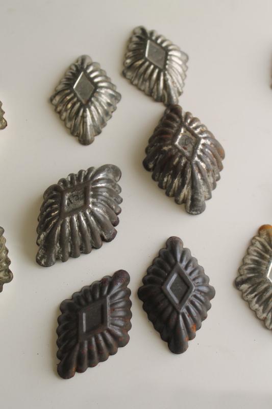 photo of antique vintage tin pastry molds, fluted diamond shape shortbread tins or candy molds #8