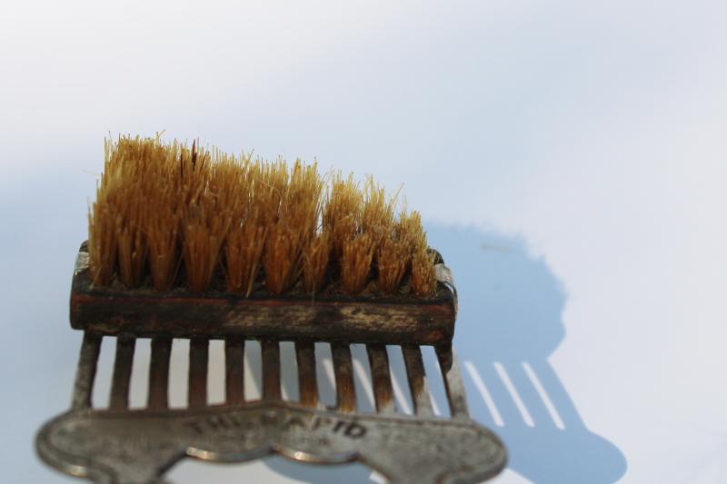 photo of antique vintage tool Graf's Rapid Brush Cleaner metal comb w/ natural bristles #4