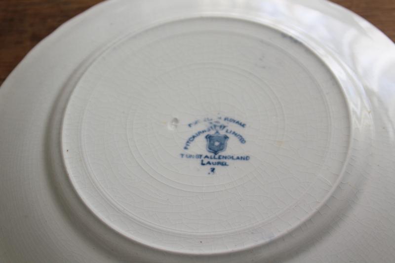 photo of antique & vintage transferware china mismatched plates blue, grey, teal green #2