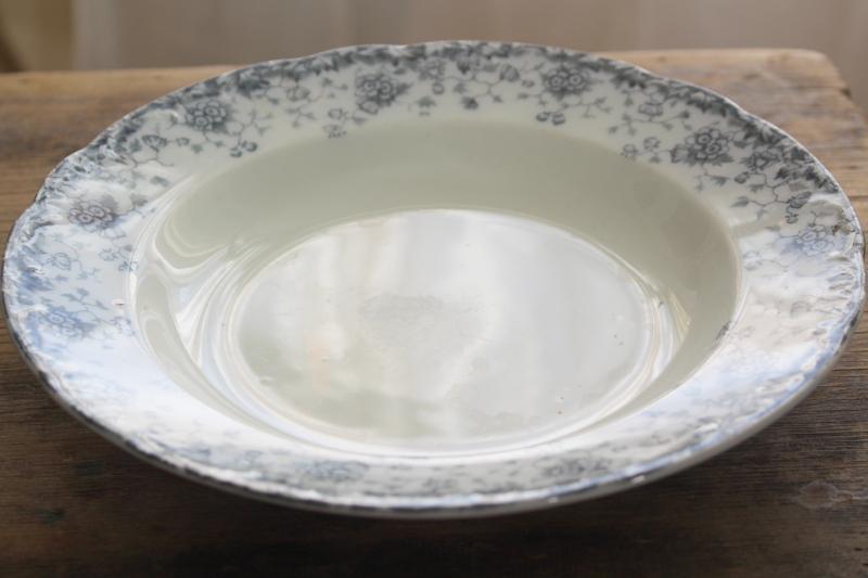 photo of antique & vintage transferware china mismatched plates blue, grey, teal green #3