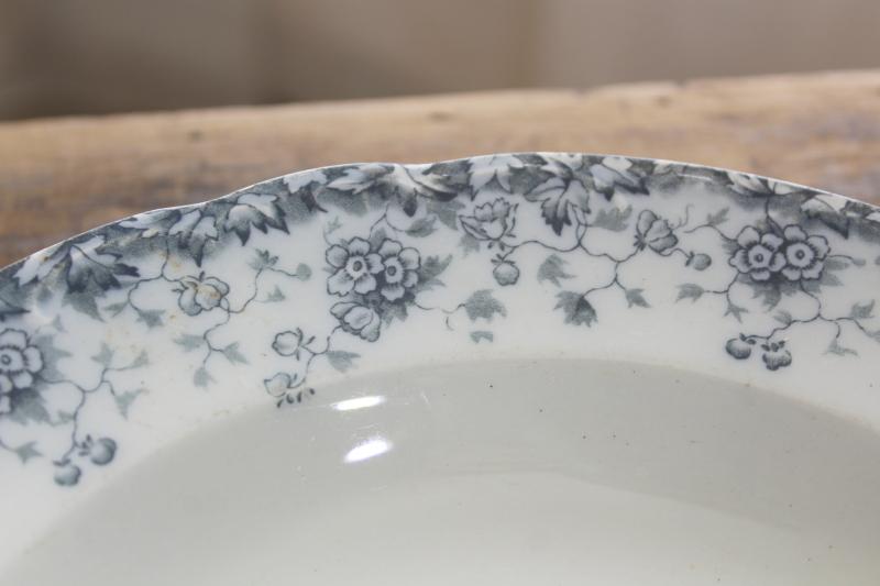 photo of antique & vintage transferware china mismatched plates blue, grey, teal green #4