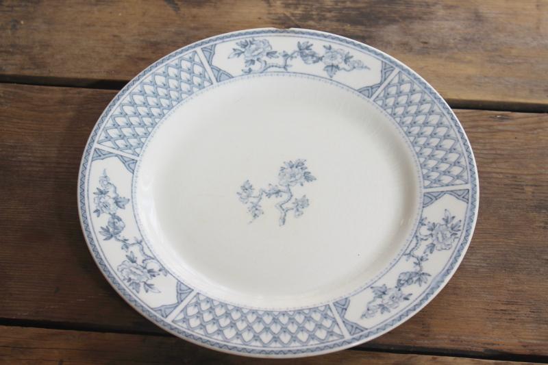 photo of antique & vintage transferware china mismatched plates blue, grey, teal green #15