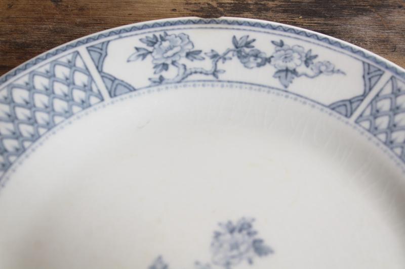 photo of antique & vintage transferware china mismatched plates blue, grey, teal green #16