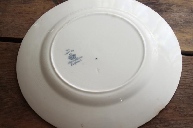 photo of antique & vintage transferware china mismatched plates blue, grey, teal green #17