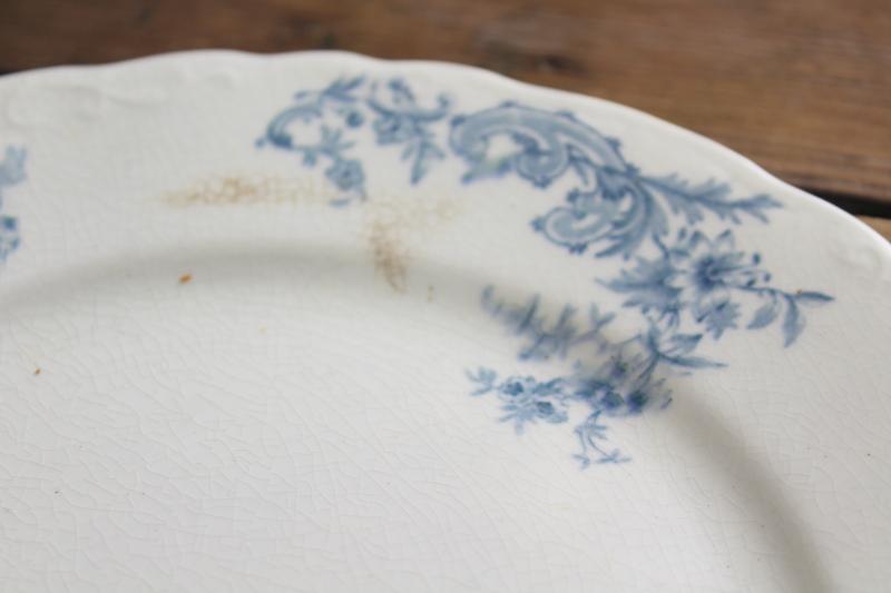 photo of antique & vintage transferware china mismatched plates blue, grey, teal green #19