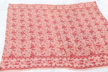 catalog photo of antique vintage turkey red & white cotton damask tablecloth, reversible woven fabric 