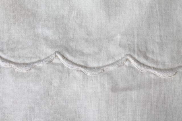 photo of antique vintage white cotton sheets & pillowcases w/ crochet lace, white work embroidered bed linen lot #7