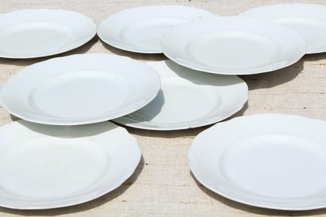 photo of antique vintage white ironstone china plates, Alfred Meakin embossed wheat #5