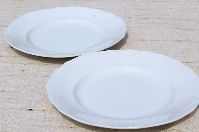 photo of antique vintage white ironstone china plates, Alfred Meakin embossed wheat #11