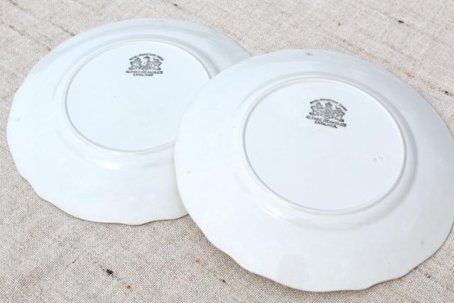 photo of antique vintage white ironstone china plates, Alfred Meakin embossed wheat #12