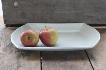 antique vintage white ironstone china platter w/ unusual shape, rectangular oval tray