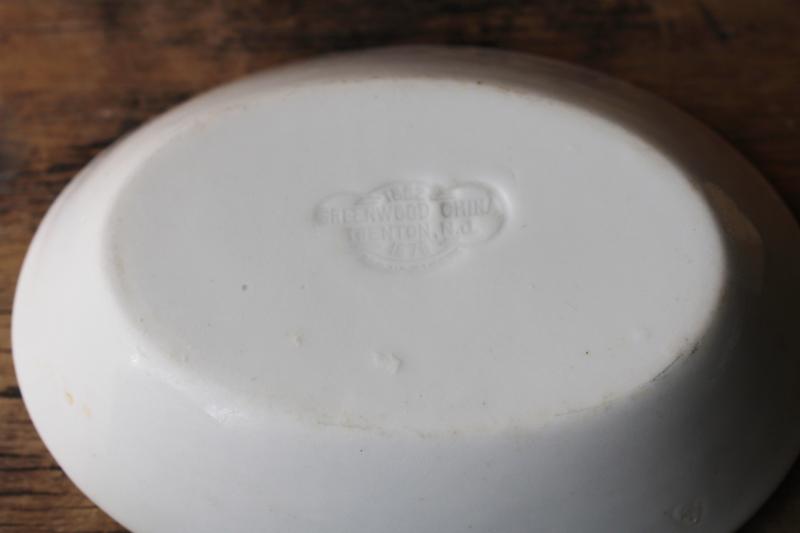 photo of antique vintage white ironstone soap dish, heavy old porcelain china  #3