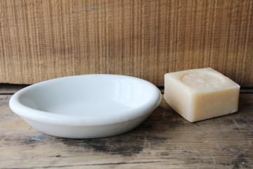 catalog photo of antique vintage white ironstone soap dish, heavy old porcelain china 