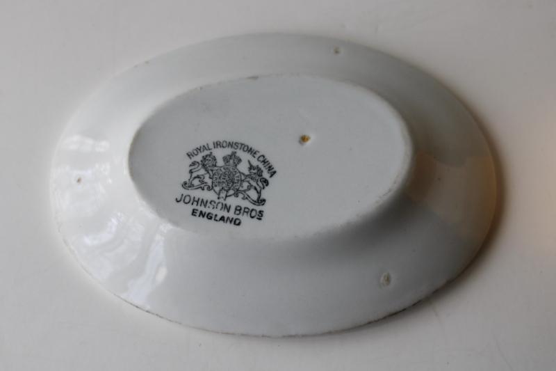 photo of antique vintage white ironstone soap dish, heavy old porcelain china #3