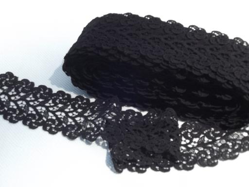 photo of antique vintage wide black lace insertion sewing trim, rayon or silk? #1