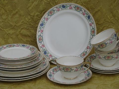 photo of antique vintage wide floral border Pope-Gosser china set for 4 #1