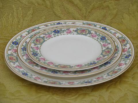 photo of antique vintage wide floral border Pope-Gosser china set for 4 #2