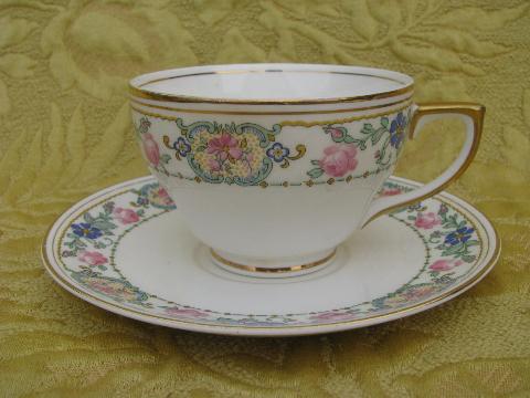 photo of antique vintage wide floral border Pope-Gosser china set for 4 #6