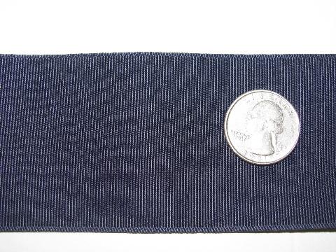 photo of antique vintage wide grosgrain ribbon, original roll, navy blue #2