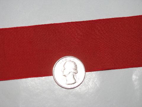 photo of antique vintage wide silk ribbon, original roll, cherry red #2