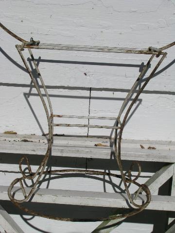 photo of antique vintage wirework flower baskets, large wrought wire floral carriers #4