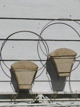 catalog photo of antique vintage wirework flower baskets, large wrought wire floral carriers