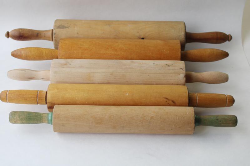 photo of antique & vintage wood rolling pins collection, french country style farmhouse kitchen decor #1