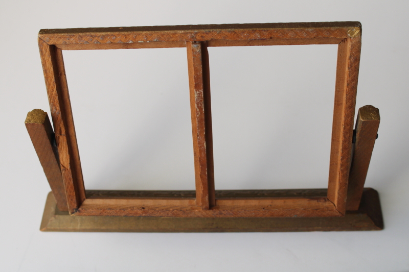 photo of antique vintage wood swivel tilt frame rare double frame for couple portrait photos picture frame  #3