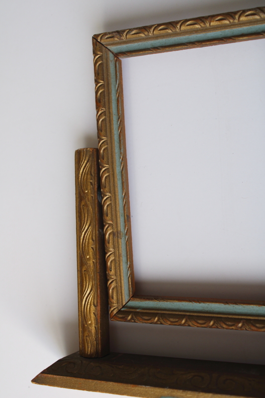 photo of antique vintage wood swivel tilt frame rare double frame for couple portrait photos picture frame  #8