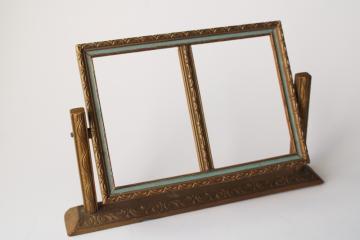 antique vintage wood swivel tilt frame rare double frame for couple portrait photos picture frame 