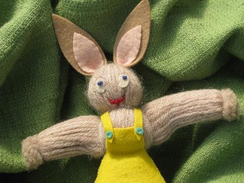 photo of antique vintage wool felt / yarn Easter bunny doll, decoration or toy #5