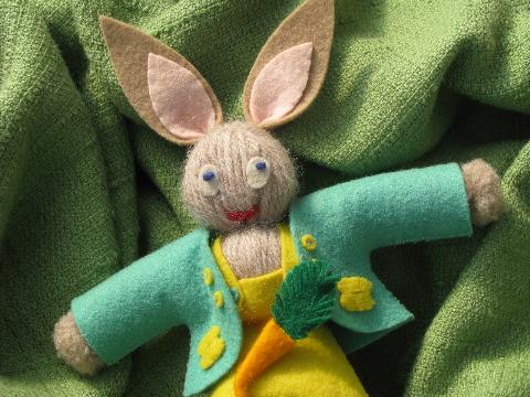 photo of antique vintage wool felt / yarn Easter bunny doll, decoration or toy #7