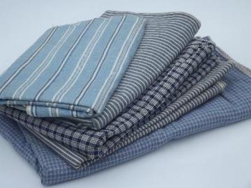 catalog photo of antique & vintage work shirt fabric, old indigo blue shirting lot