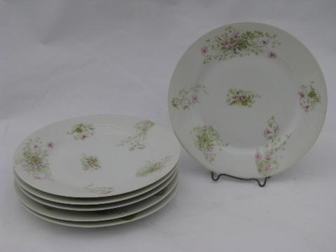 photo of antique violet floral French china plates set of six, vintage AH & Co France china #1