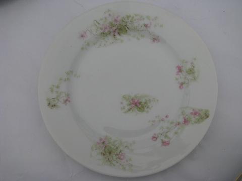 photo of antique violet floral French china plates set of six, vintage AH & Co France china #2