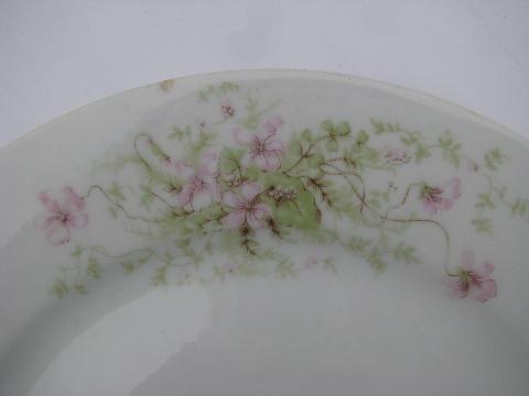 photo of antique violet floral French china plates set of six, vintage AH & Co France china #3