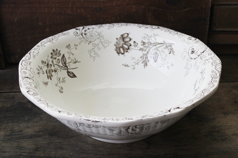 photo of antique wash basin bowl, 1800s vintage aesthetic brown transferware ironstone china #1
