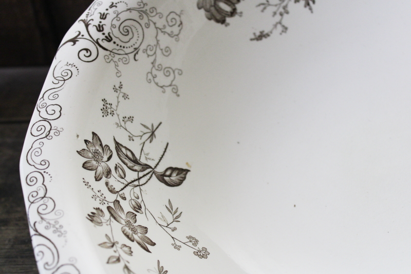 photo of antique wash basin bowl, 1800s vintage aesthetic brown transferware ironstone china #3