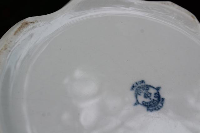 photo of antique wash stand water pitcher, lily floral pattern jug, vintage Victor porcelain china #5