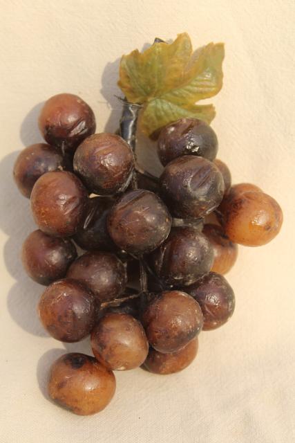 photo of antique wax fruit, shabby vintage bunches of purple black grapes #5