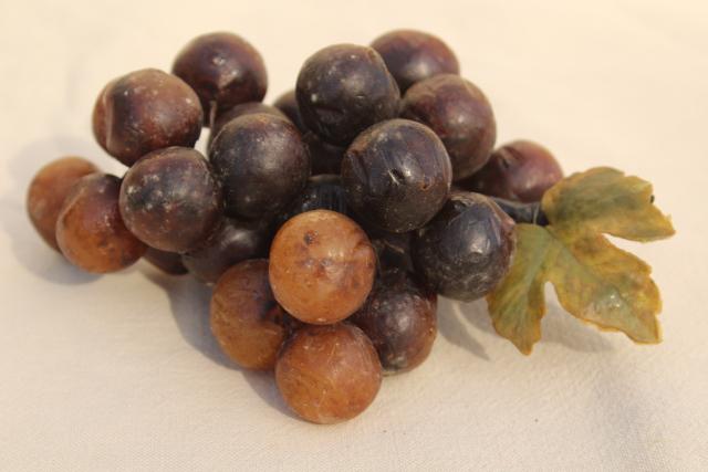 photo of antique wax fruit, shabby vintage bunches of purple black grapes #6