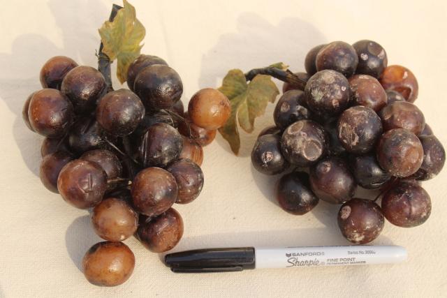 photo of antique wax fruit, shabby vintage bunches of purple black grapes #7