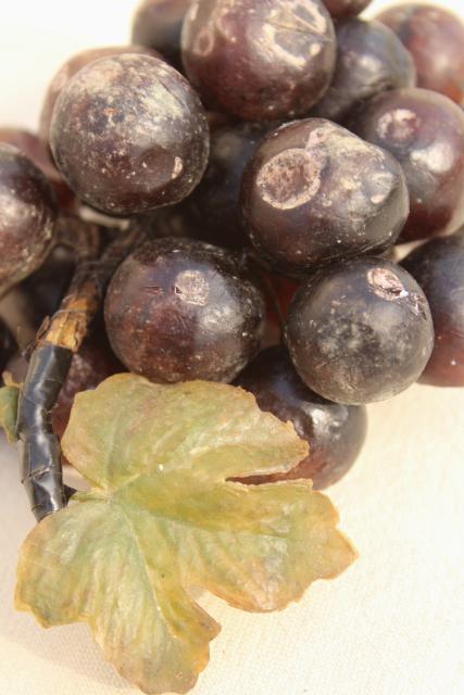 photo of antique wax fruit, shabby vintage bunches of purple black grapes #8