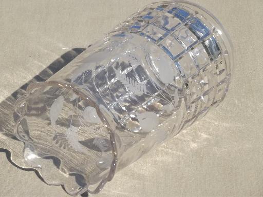 photo of antique wheel cut glass spooner, early 1900s spoon holder or celery vase #3