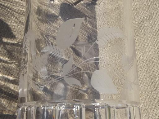 photo of antique wheel cut glass spooner, early 1900s spoon holder or celery vase #4