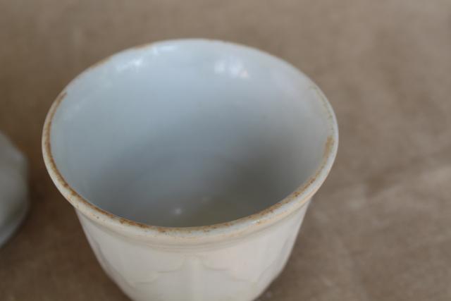 photo of antique white Wedgwood ironstone china soap dish and cup or toothbrush vase #6