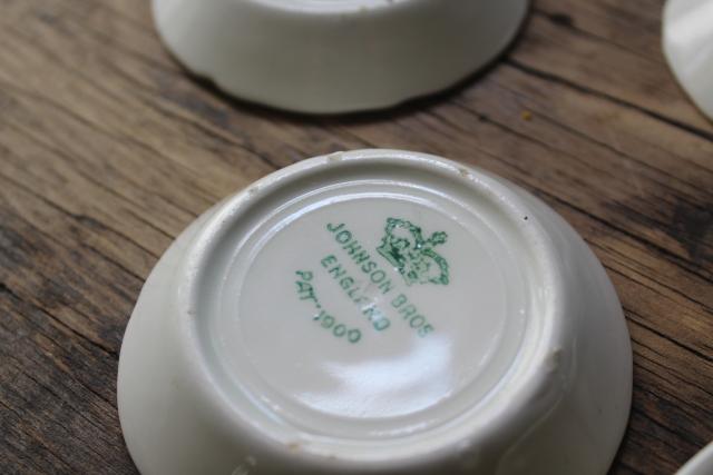 photo of antique white china butter pats or tiny plates, early 1900s vintage Johnson Brothers #6