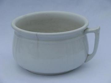 catalog photo of antique white china chamber pot, vintage Meakin Royal Ironstone - England